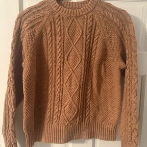 GAP Tan Cable Knit Crewneck Sweater